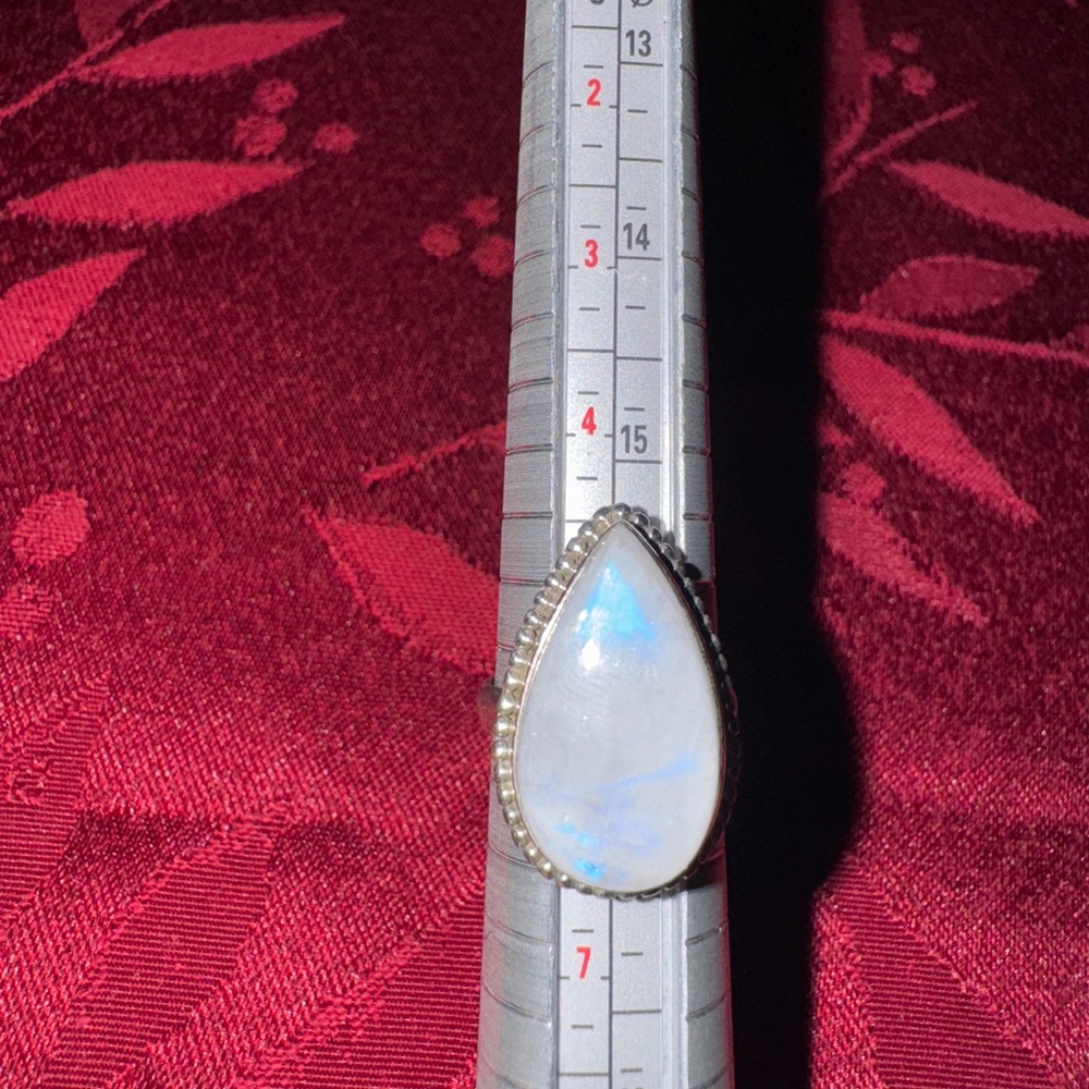 Solid Sterling Silver 925 Moonstone Ring - image 2